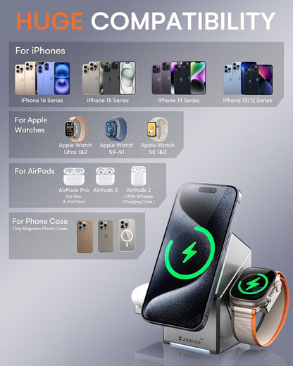 Magnetic portable charger for iPhone, Apple Watch and AirPods